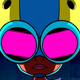 Moon Girl inexplicably holds an audio cassette aloft while wearing a yellow bike helmet and large goggles.